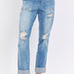 Judy Blue Full Size Distressed Straight Jeans with Patch Pockets