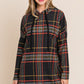 BOMBOM Drawstring Plaid Long Sleeve Hoodie