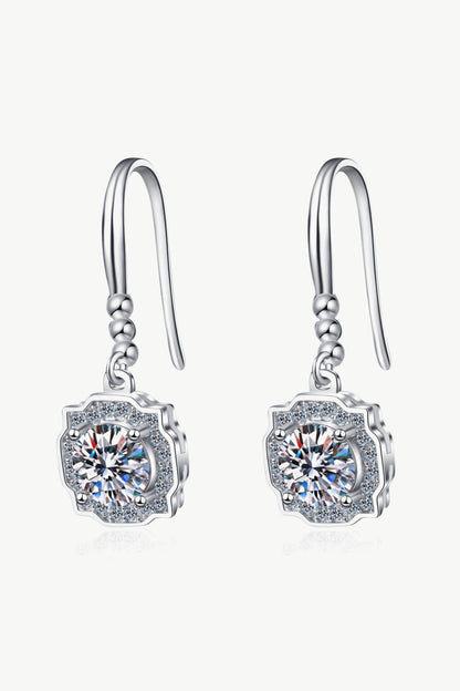 E105 925 Sterling Silver Moissanite Hook Earrings