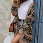 Angel Wings Pocketed Geometric Open Front Dropped Shoulder Cardigan