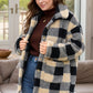 Plus Size Plaid Button Up Long Sleeve Coat