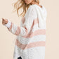 Reborn J Full Size High-Low Striped Popcorn Hoodie Sweater