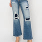 Risen Full Size High Rise Distressed Ankle Flare Jeans