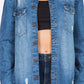 American Bazi Distressed Frayed Hem Denim Jacket