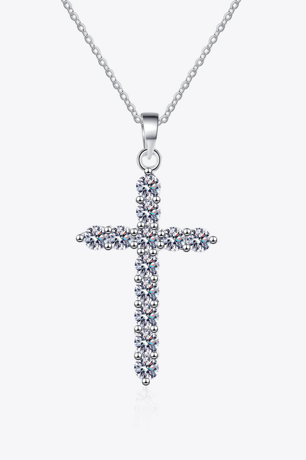 N113 Adored 925 Sterling Silver Cross Moissanite Necklace