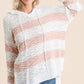 Reborn J Full Size High-Low Striped Popcorn Hoodie Sweater