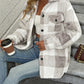 Plaid Dropped Shoulder Long Sleeve Plush Coat