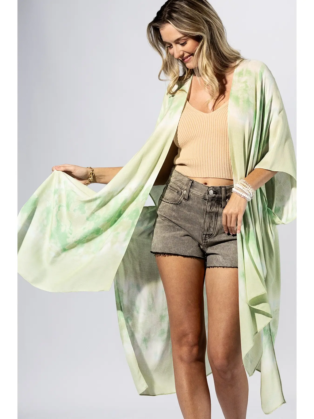 Green Tie-Dye Border Kimono SALE!
