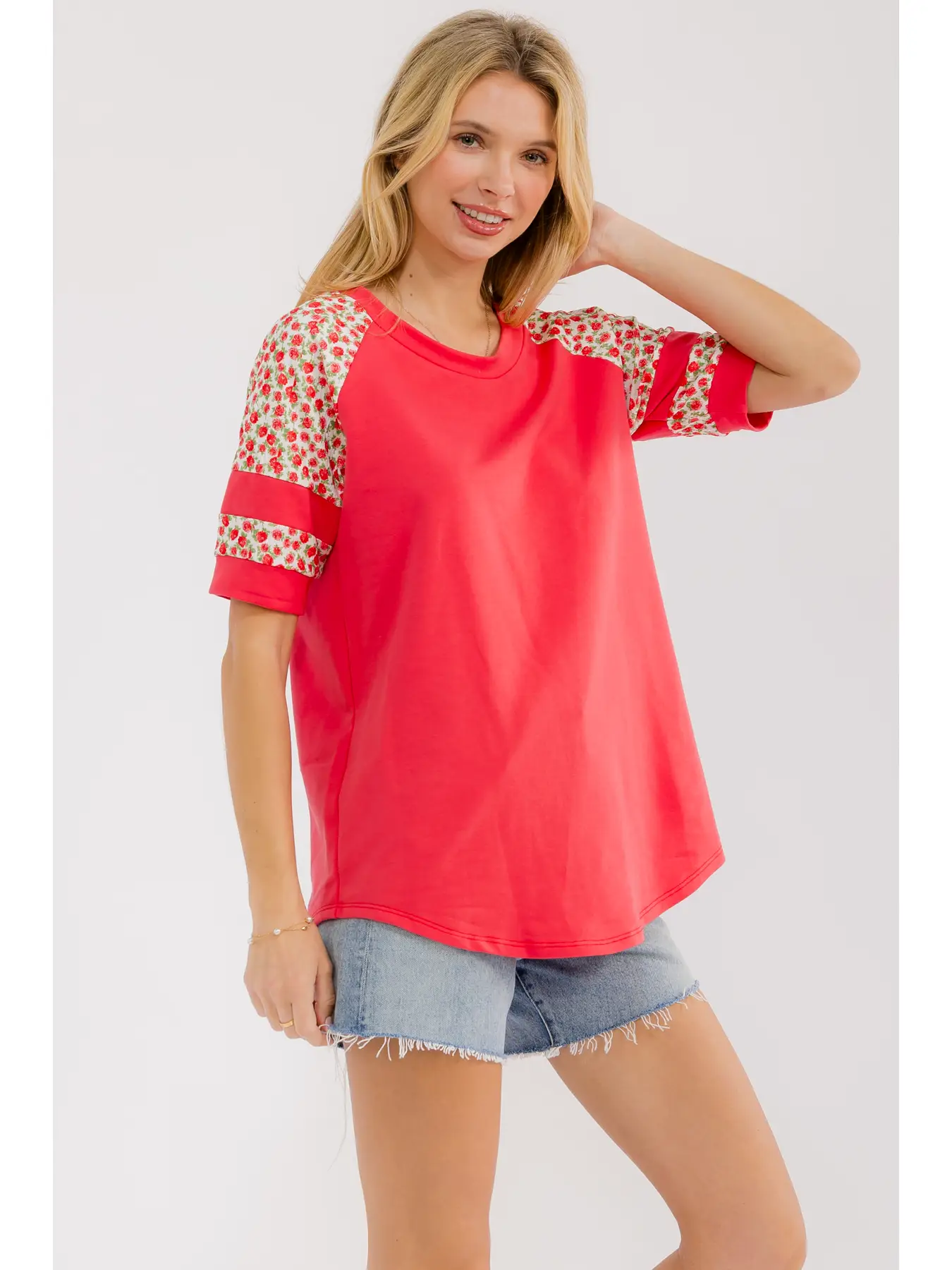 Floral Raglan Sleeve Tee