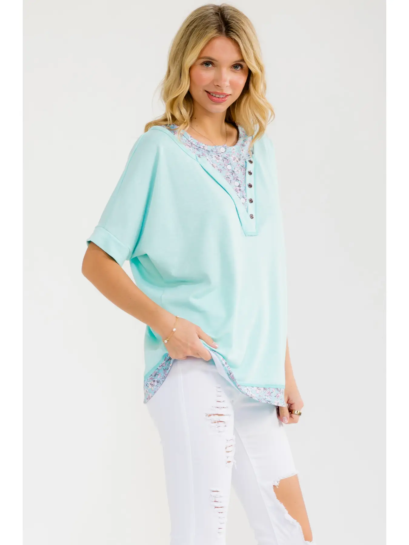 Floral Layered Henley Top