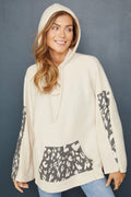 Hailey & Co Printed Leopard Kangaroo Pocket Hoodie