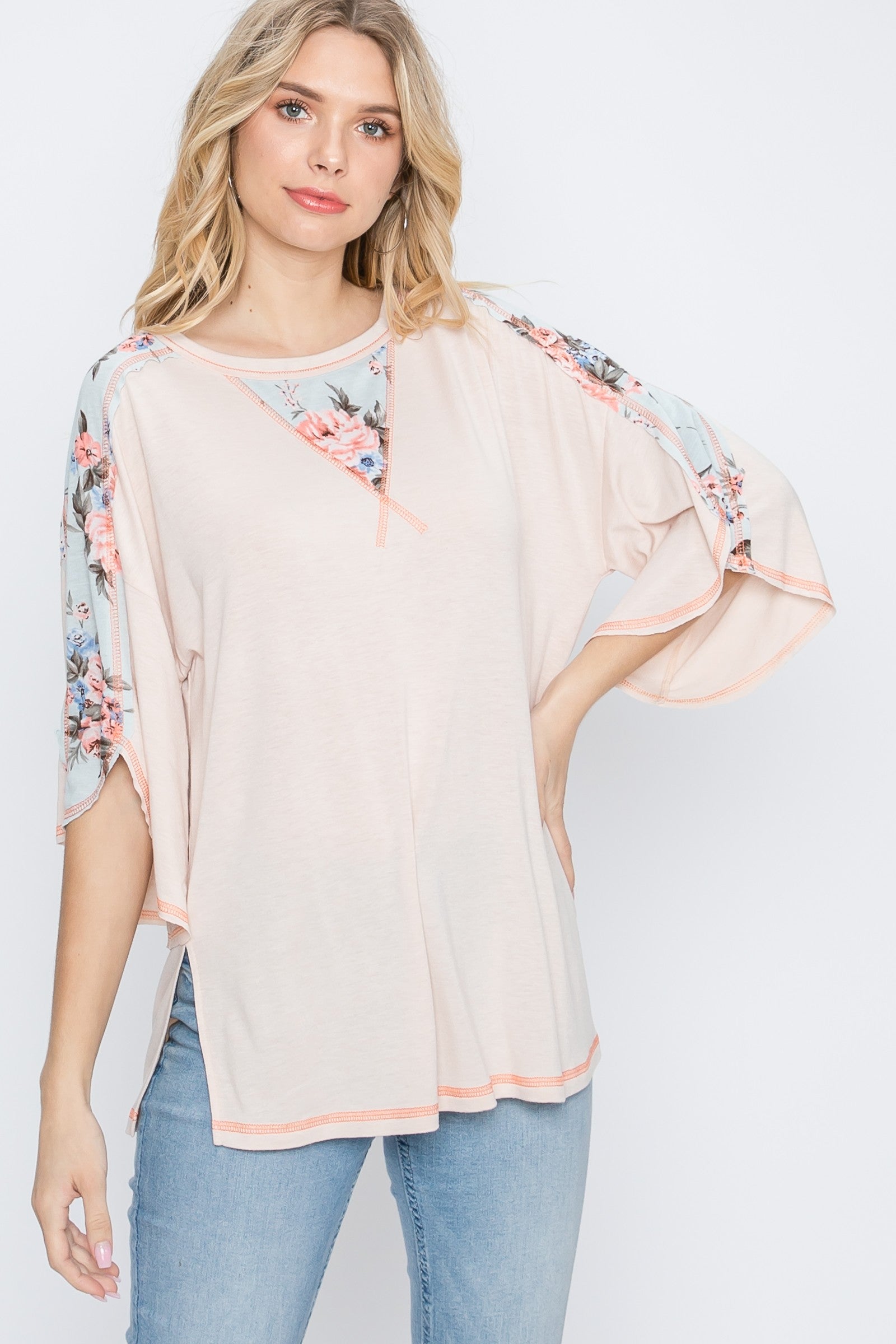 Hailey & Co half sleeve top with floral print