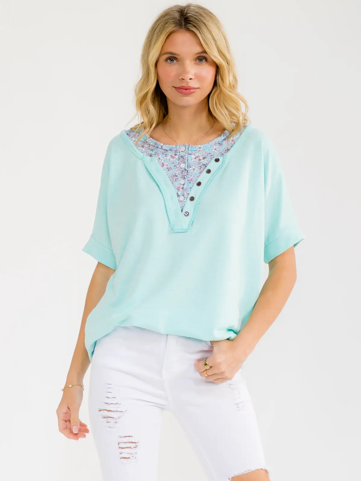Floral Layered Henley Top
