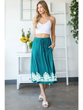 Hailey & Co Solid Midi Skirt with Damask