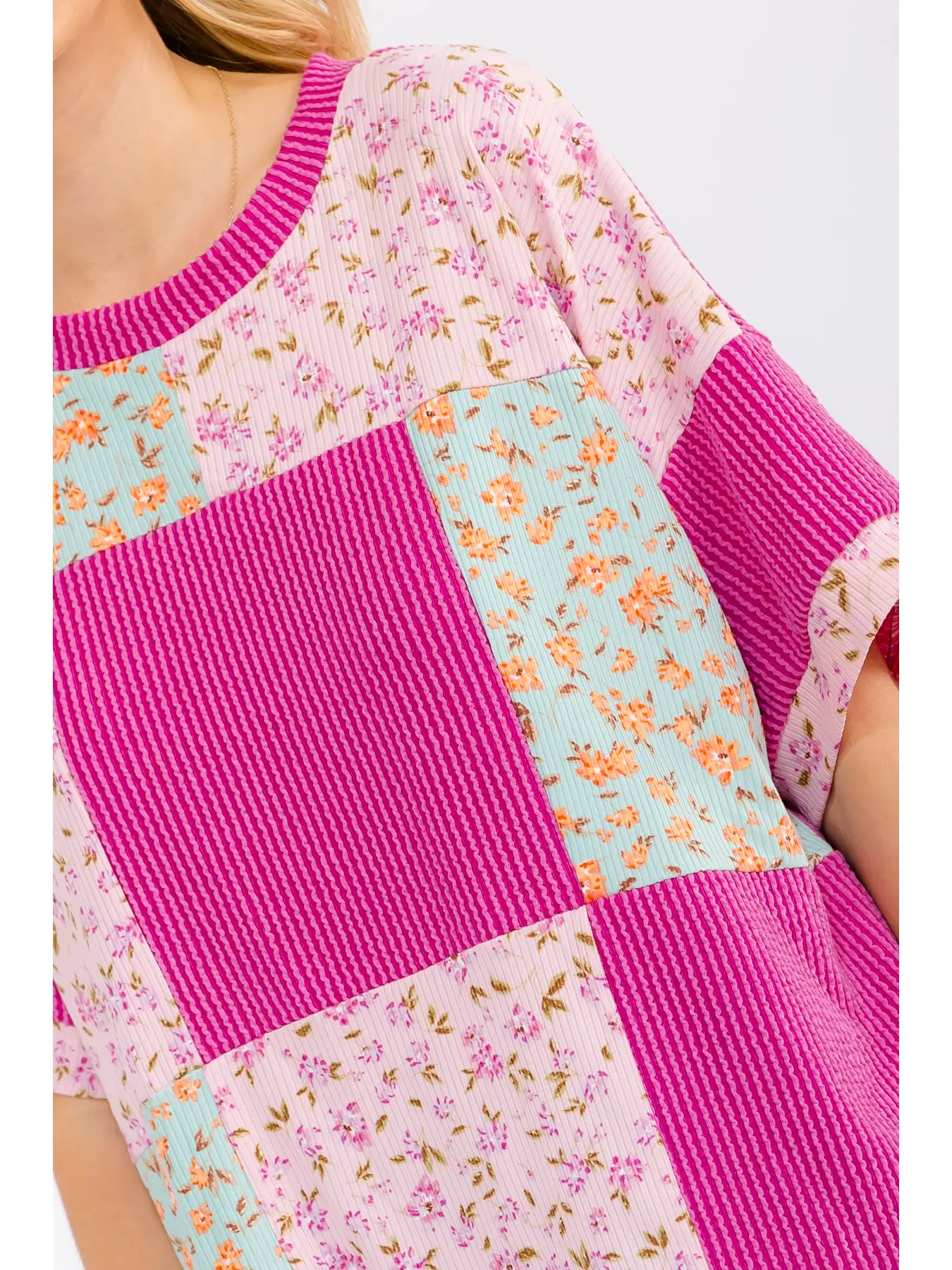 Floral Patchwork Short Sleeve Top