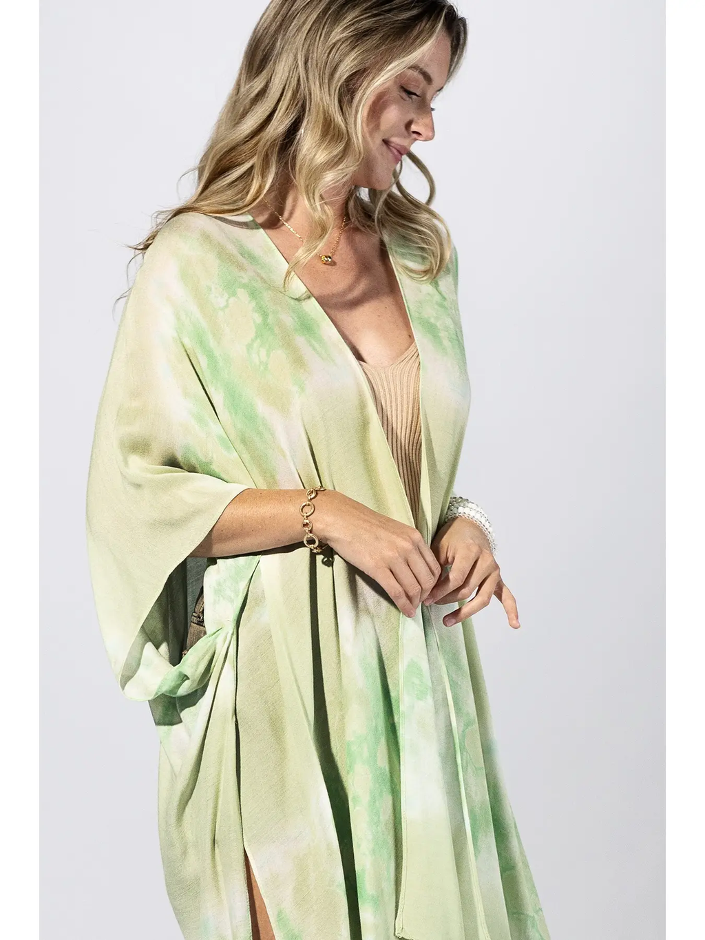 Green Tie-Dye Border Kimono SALE!