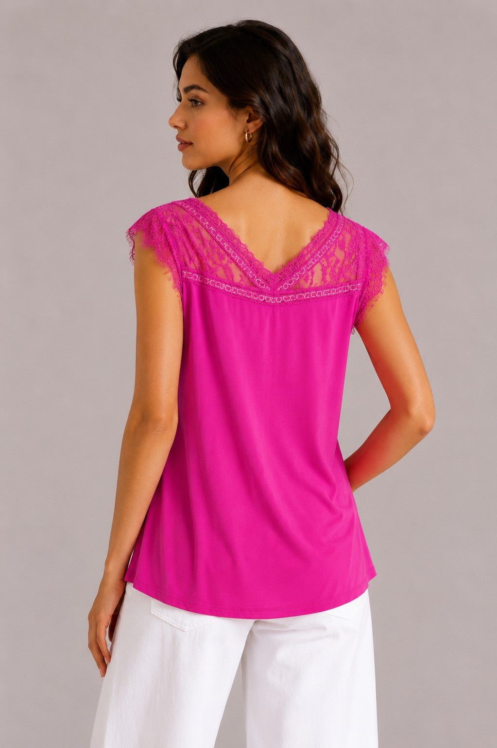 Hailey & co Lace Trim V Neck Tank