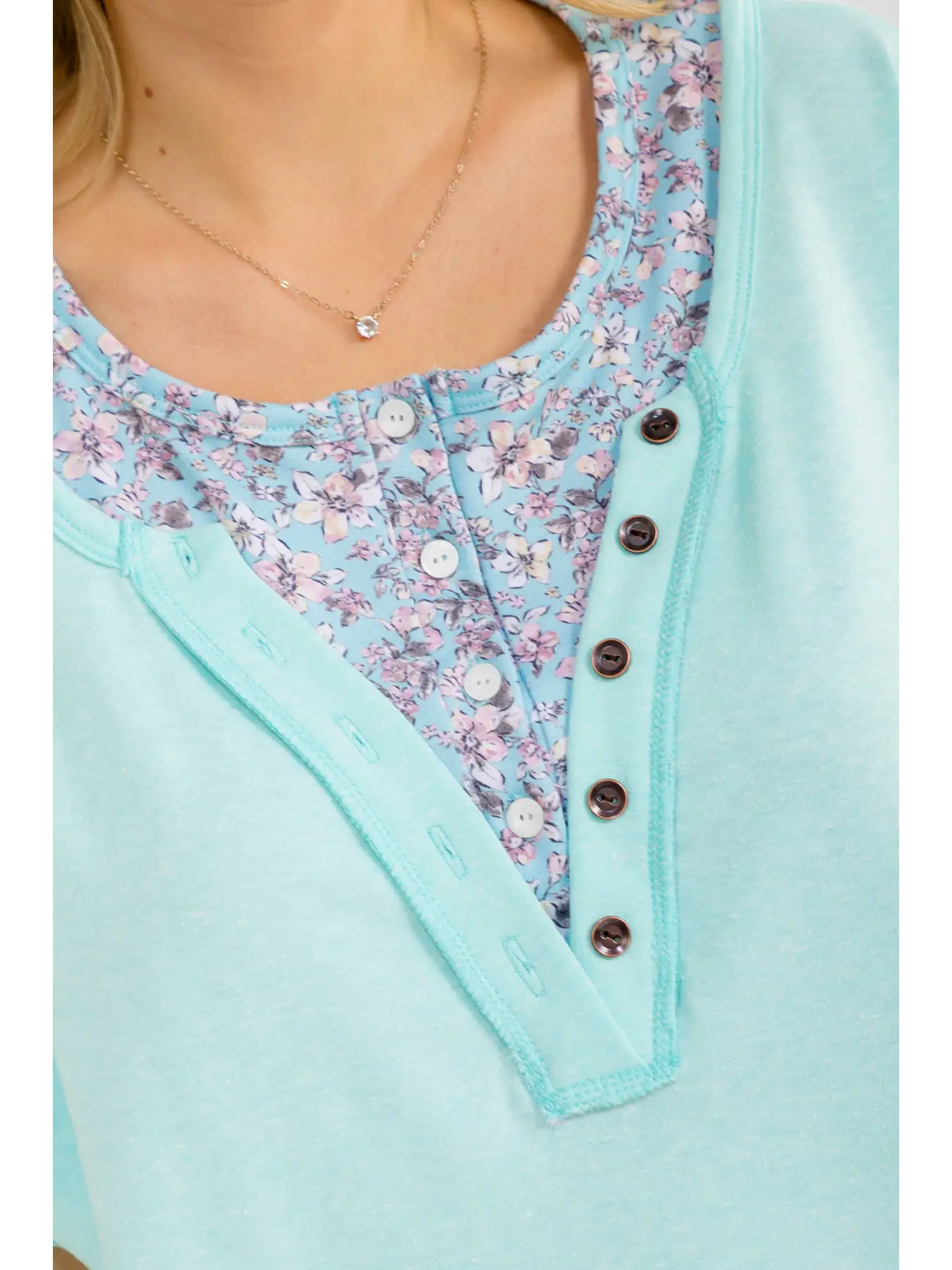 Floral Layered Henley Top