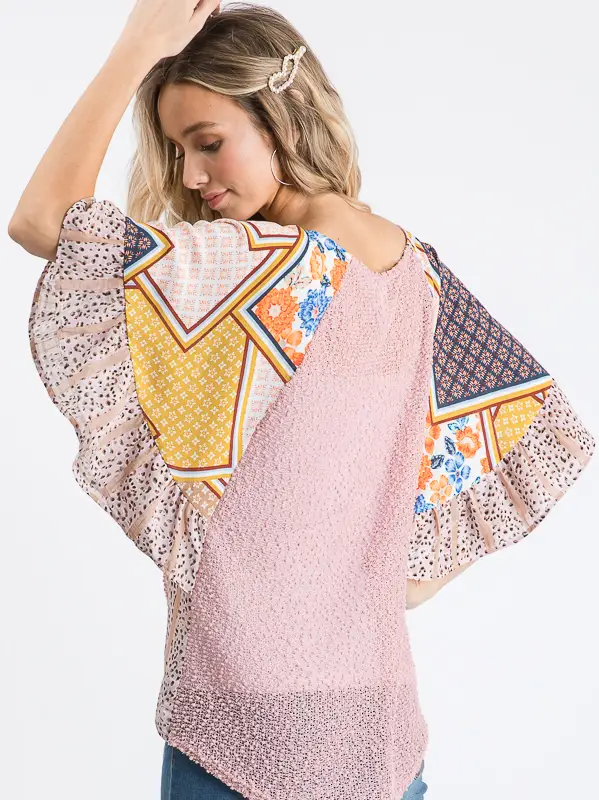 7th Ray Open knit tie front top