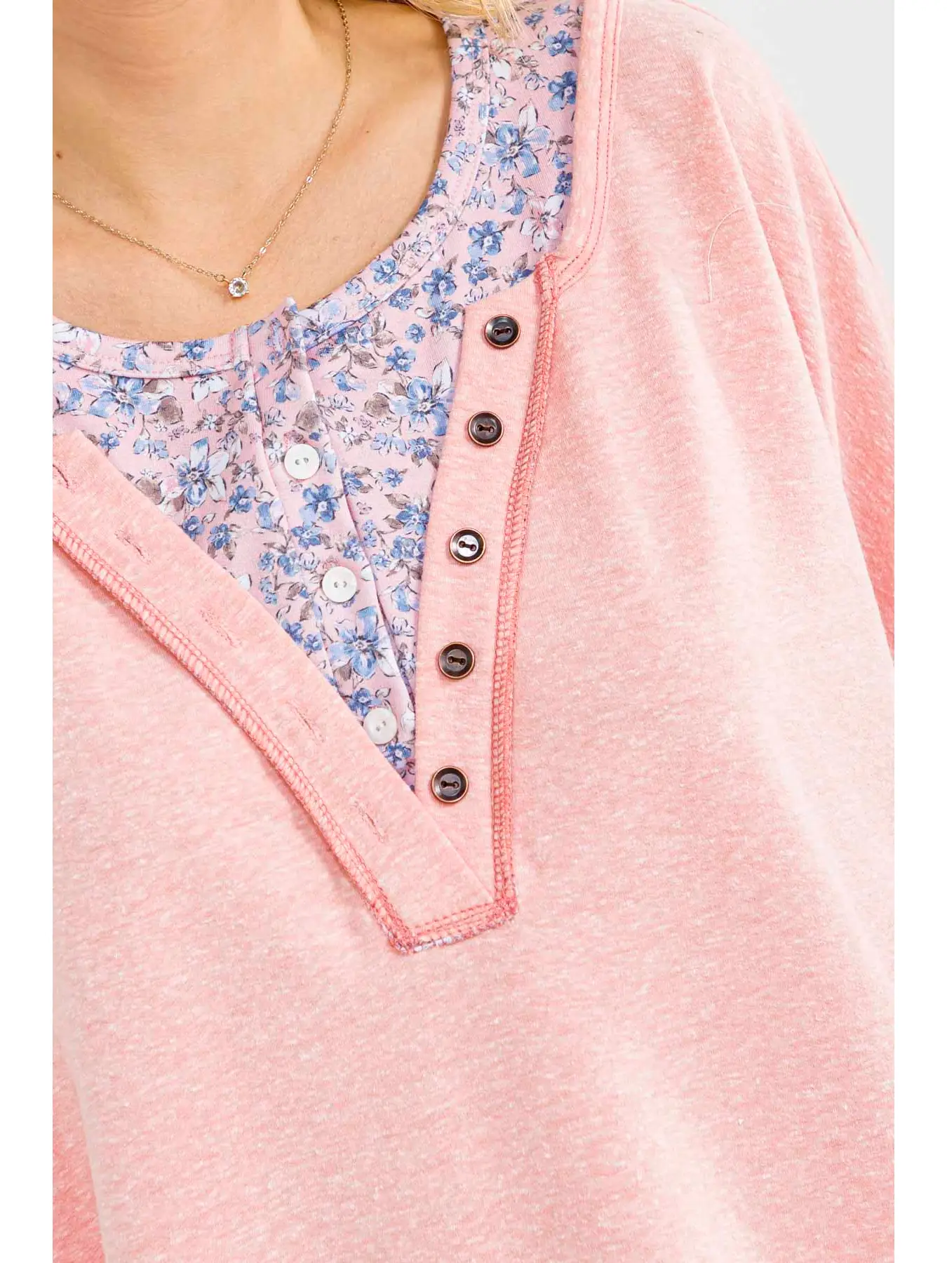 Floral Layered Henley Top
