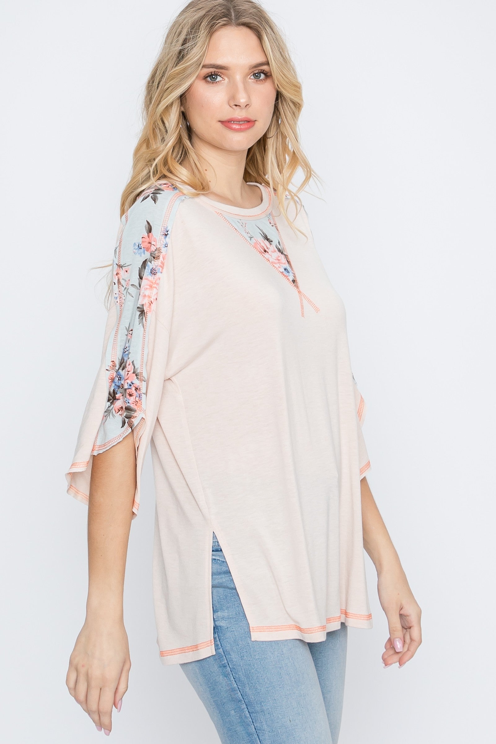 Hailey & Co half sleeve top with floral print
