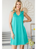 Heimish mint ruffle shoulder dress
