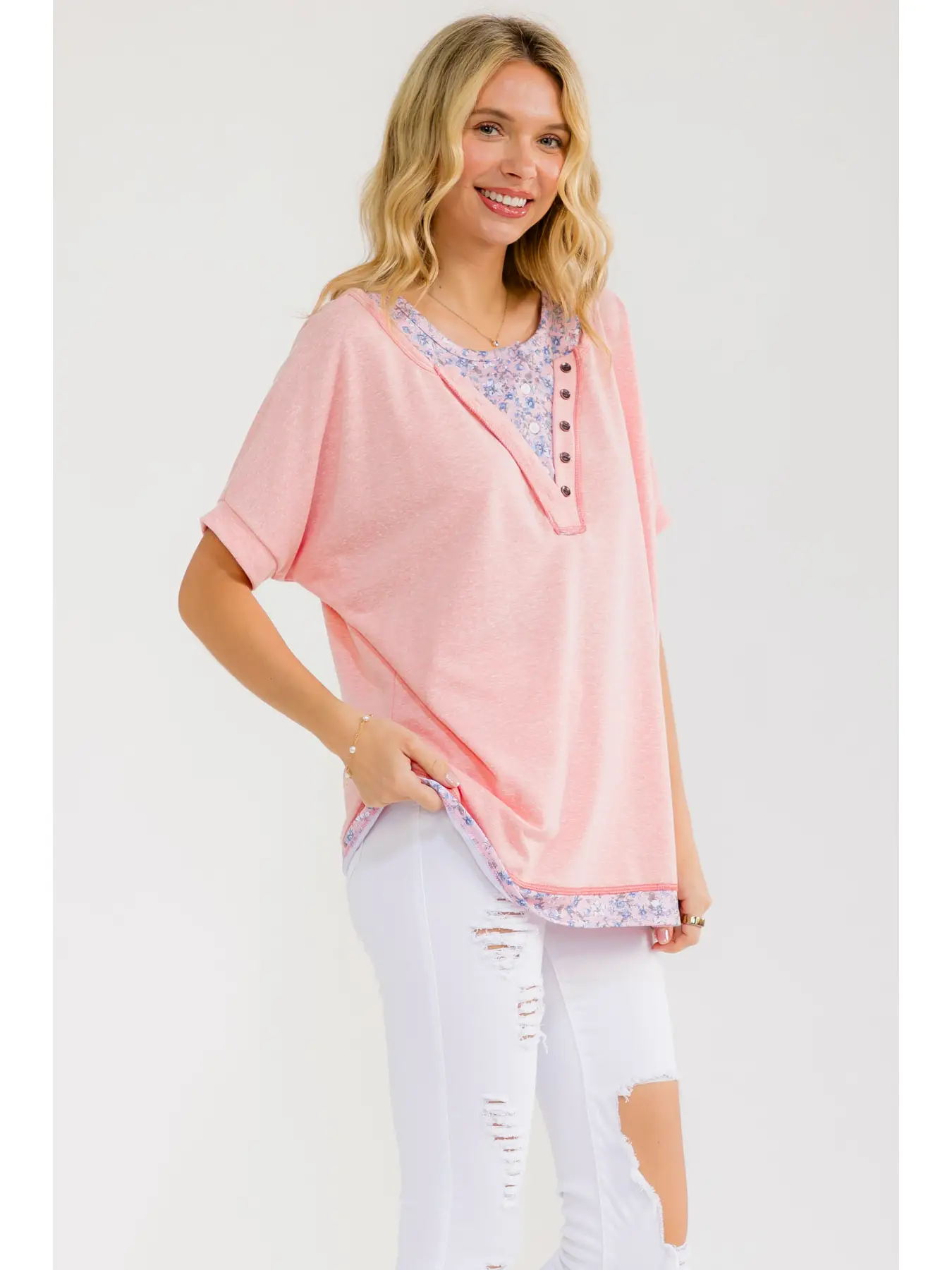 Floral Layered Henley Top