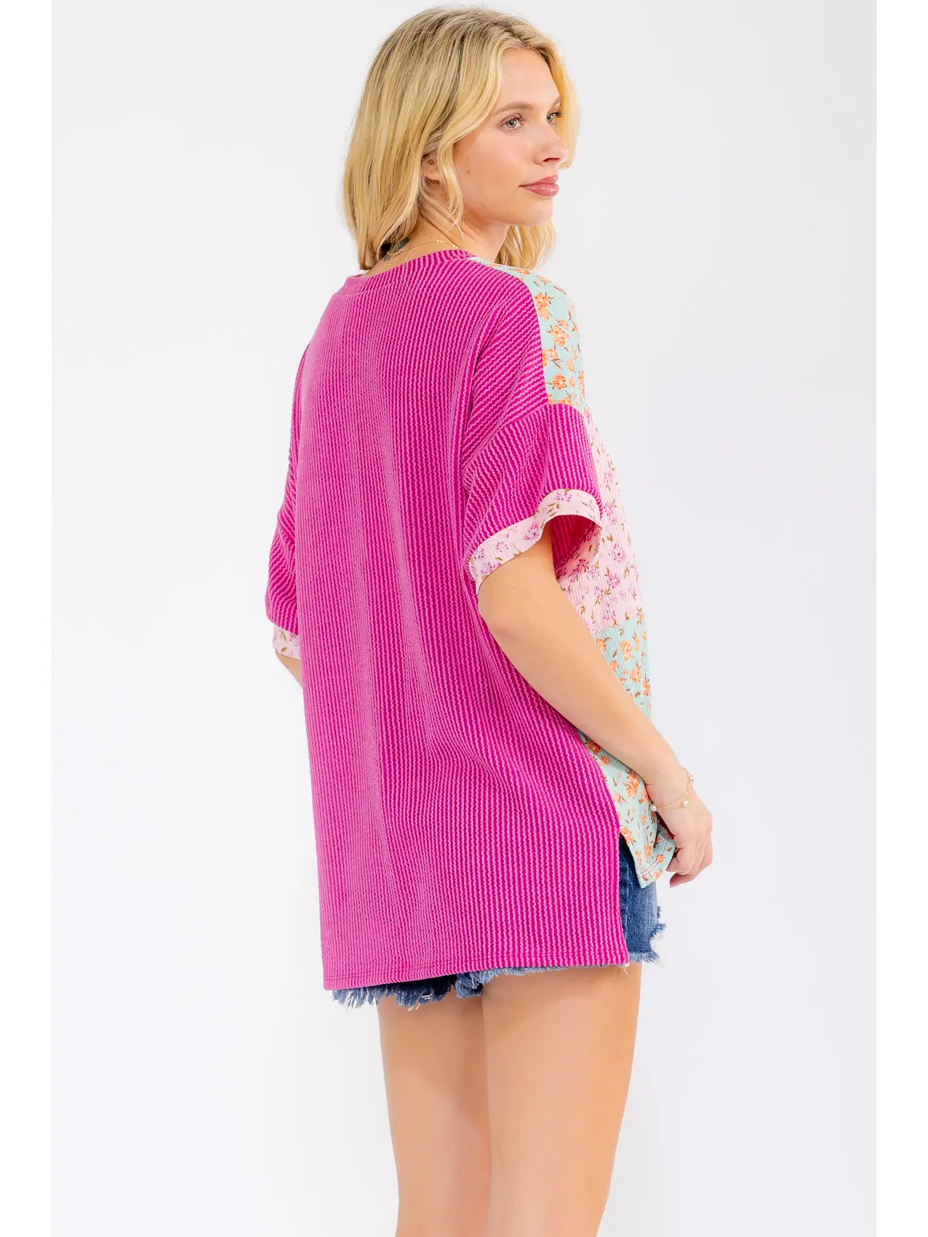 Floral Patchwork Short Sleeve Top